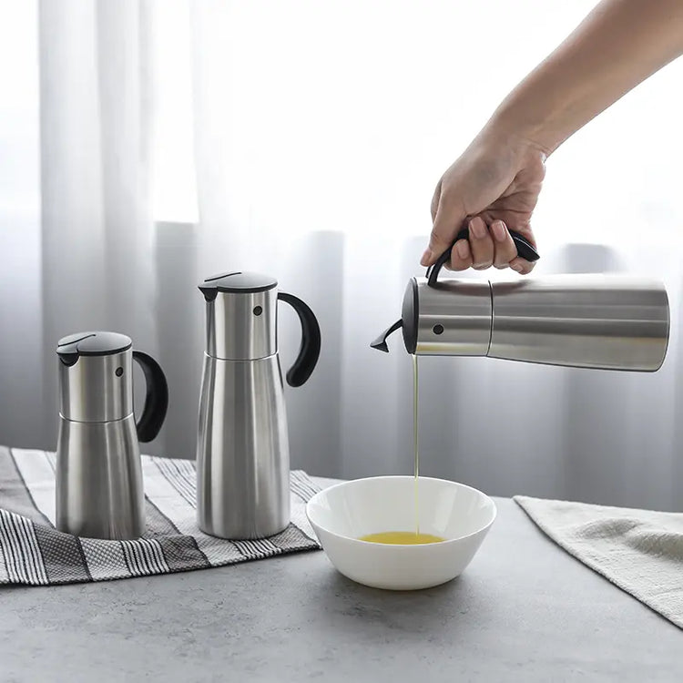 Modern gravity oil and vinegar dispenser family