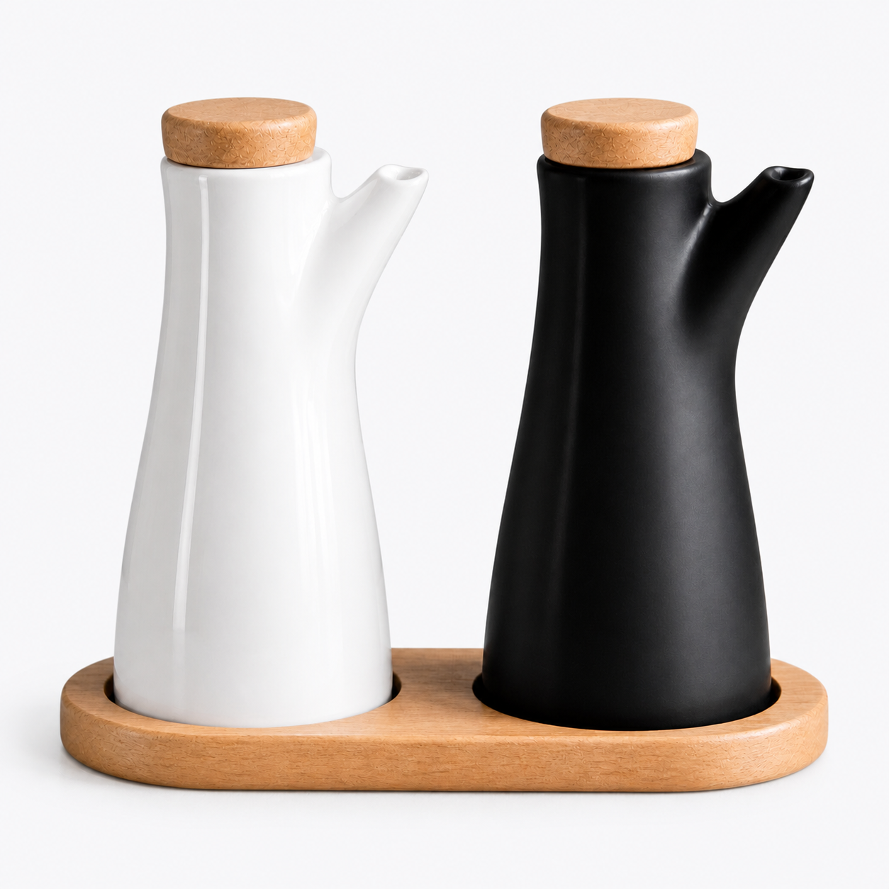 ODM Sculptural Black & White Oil Cruet Set