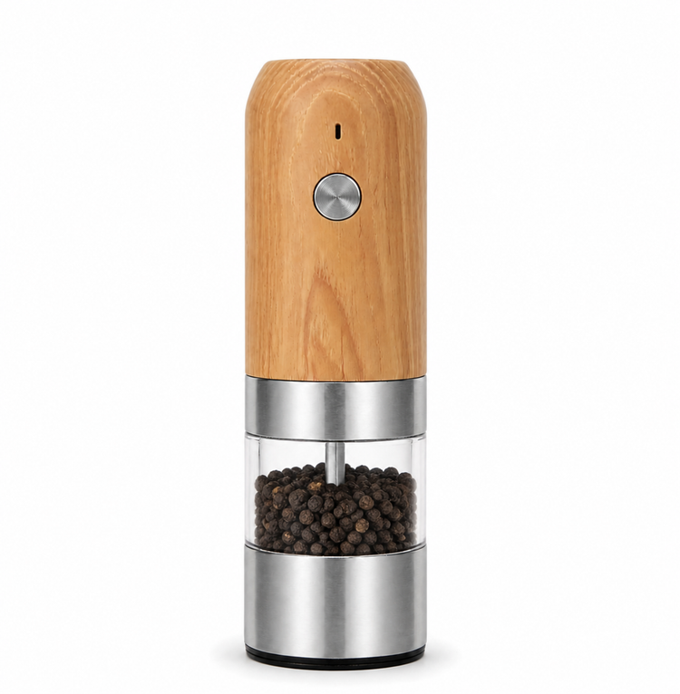ODM Wood-Grain Rechargeable Salt & Pepper Grinder Set — image 1